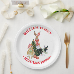 Colorful Merry Christmas Text Cute Christmas Party Paper Plates