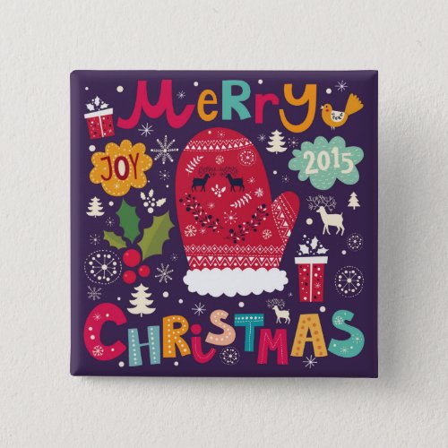 Colorful Merry Christmas Text Design With Knit Button