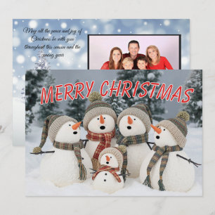 Colorful Merry Christmas Text with Singing Snowmen Card