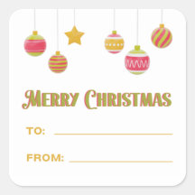 Colorful Merry Christmas To From Square Sticker