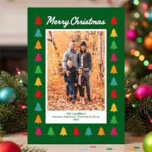 Colorful Merry Christmas Tree Border Holiday Photo