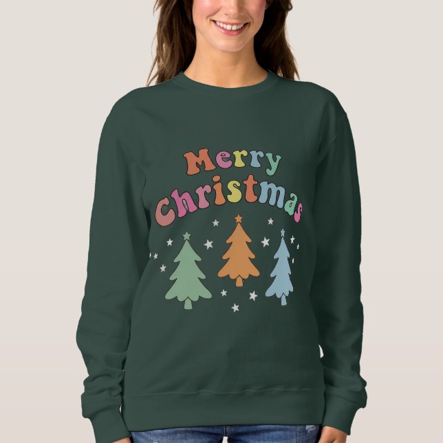 colorful Merry Christmas Tree Sweatshirt (Front)