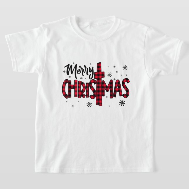 Colorful Merry Christmas Typography Design T-Shirt (Laydown)