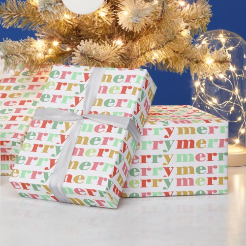 Colorful merry christmas  wrapping paper