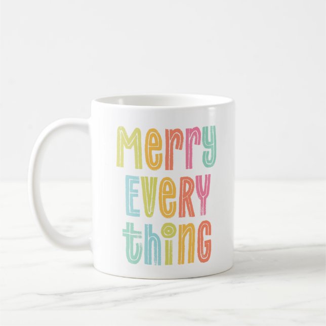 Colorful Merry Everything Holiday Mug (Left)