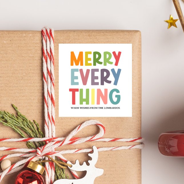 Colorful Merry Everything Inclusive Holiday custom Square Sticker (Creator Uploaded)
