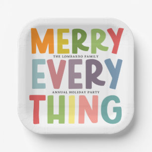 Colorful Merry Everything Inclusive Holiday Party Paper Plates