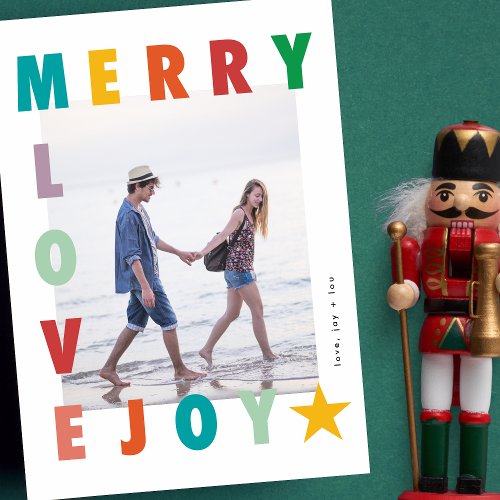 COLORFUL MERRY LOVE JOY photo FRAME Holiday Card