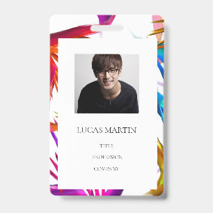 Colorful Messy Photo Employee Name Badge