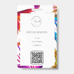 Colorful Messy Tropical Employee Name Badge