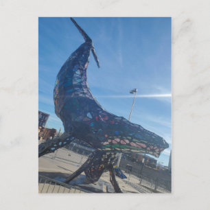 Colorful Metal Whale Sculpture Postcard
