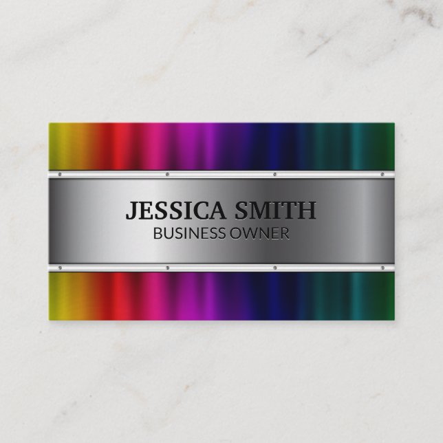 Colorful Metallic Background Business Card (Front)