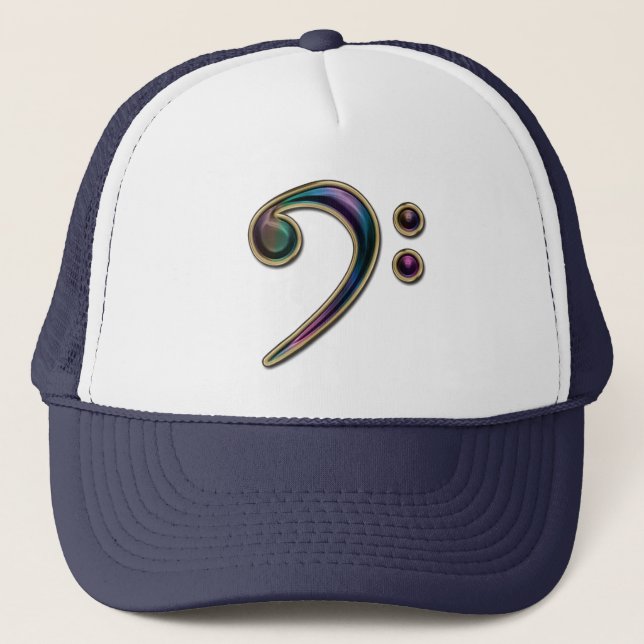 Colorful Metallic Bass Clef Music Hat (Front)