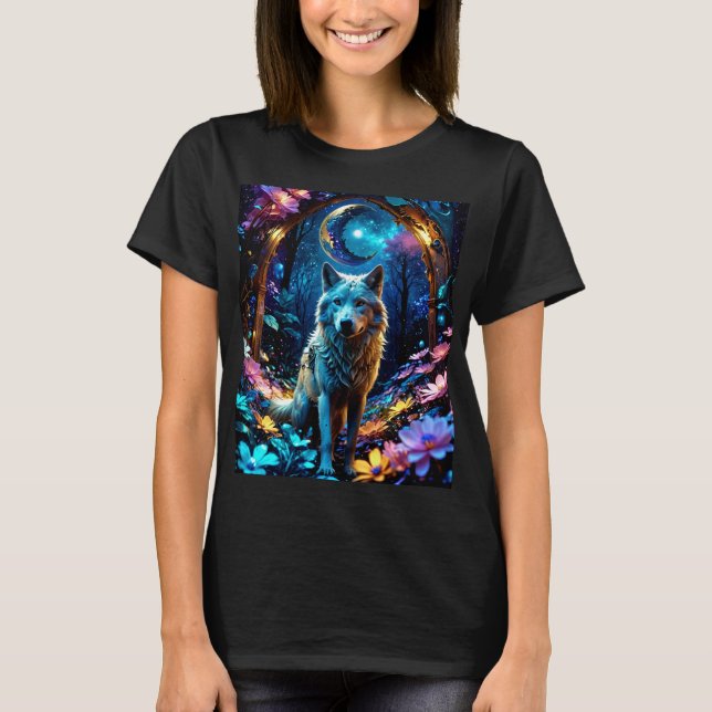 Colorful Metallic Colors Wolf T-Shirt (Front)