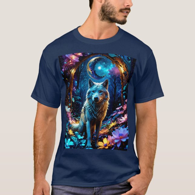 Colorful Metallic Colors Wolf T-Shirt (Front)