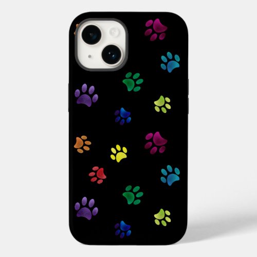 Colorful Metallic Foil Paw Prints Case_Mate iPhone 14 Case