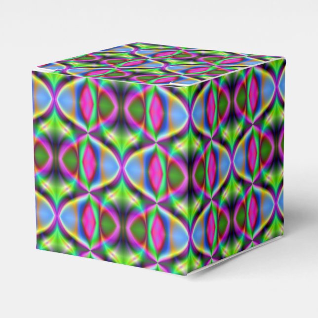 Colorful Metallic Fractal Luster  Favor Boxes (Front Side)