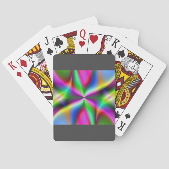 Colorful Metallic Fractal Luster  Poker Cards (Back)
