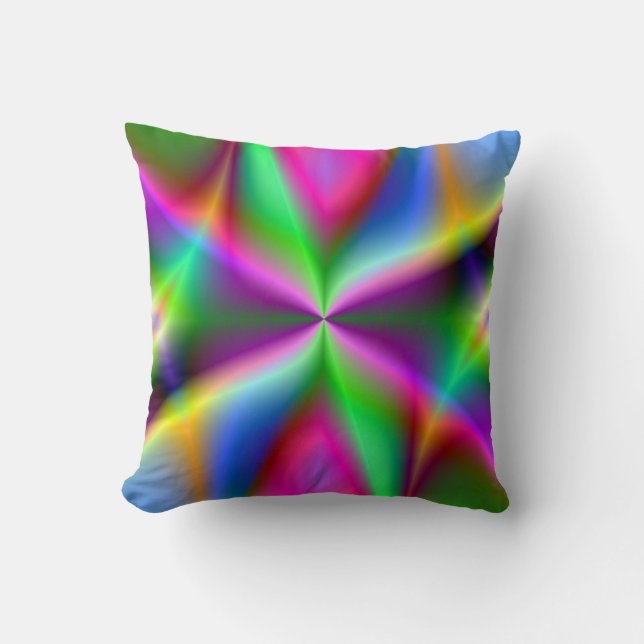 Colorful Metallic Fractal Luster Throw Pillow (Front)