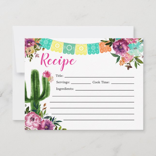 Colorful Mexican Bridal Shower Recipe Card (Front)