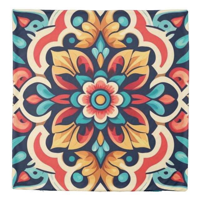 Colorful Mexican Cantaro Duvet Cover (Back)
