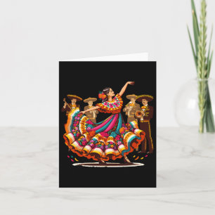Colorful Mexican Dancers Celebrate Cinco De Mayo W Card