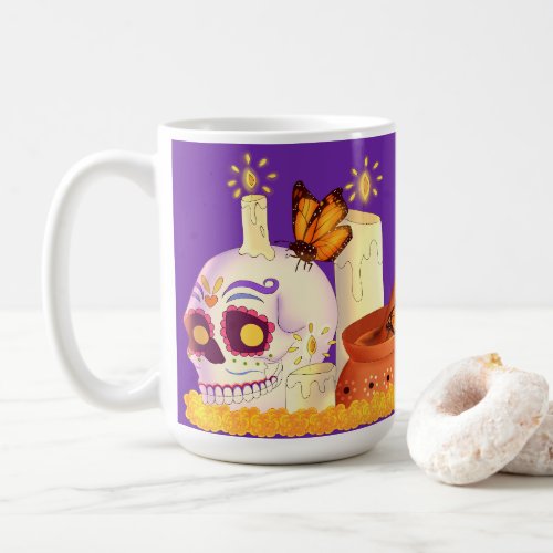 Colorful Mexican Day Of The Dead Sugar Skull  Coffee Mug