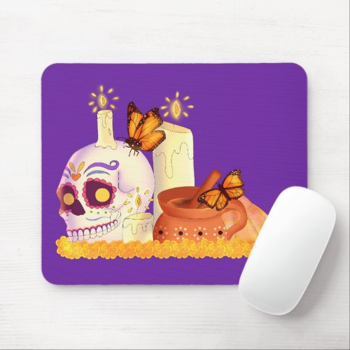 Colorful Mexican Day Of The Dead Sugar Skull  Mouse Pad