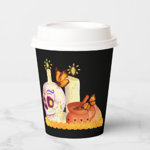 Colorful Mexican Day Of The Dead Sugar Skull Paper Cups