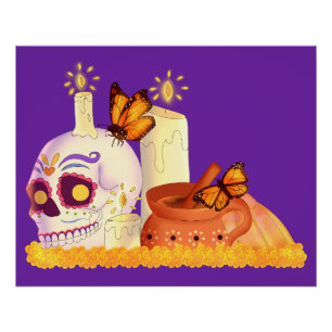 Colorful Mexican Day Of The Dead Sugar Skull Poster