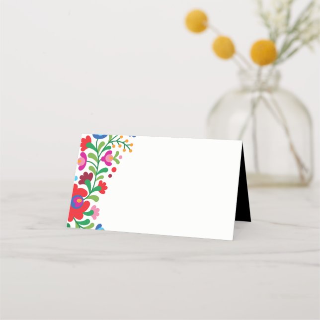 Colorful Mexican Embroidery Blank Place Card (Front)