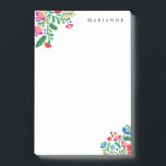 Colorful Mexican Embroidery Custom Name Notepad<br><div class="desc">A colorful accent motif of florals inspired by the embroidery of native Mexican artisans and your name in elegant type makes this personalized note pad an easy choice for keeping on a well-styled desk.</div>