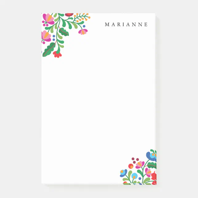 Mexican Notepad Colorful Mexican Embroidery Custom Name Notepad | Zazzle