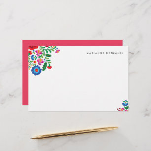 Colorful Mexican Embroidery Custom Name Stationery