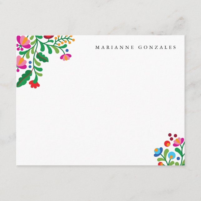 Colorful Mexican Embroidery Enclosure Card (Front)