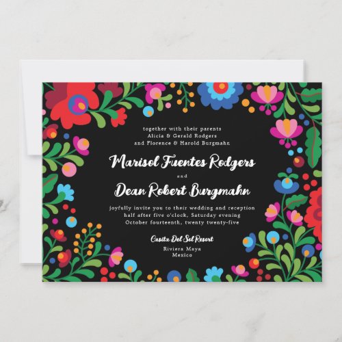 Colorful Mexican Embroidery Wedding Invitation