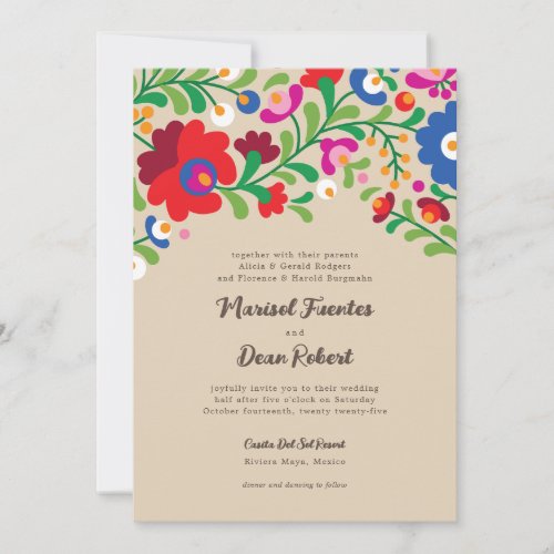 Colorful Mexican Embroidery Wedding Invitation