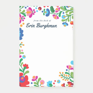 Colorful Mexican Embroidery Wedding Party Placemat Post-it Notes