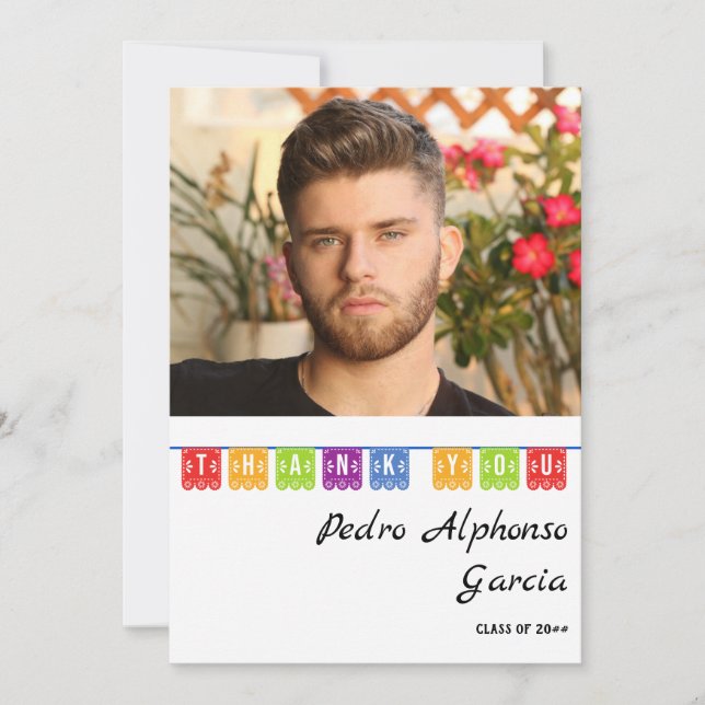 Colorful Mexican Fiesta 2024 Graduation Party Thank You Card (Front)