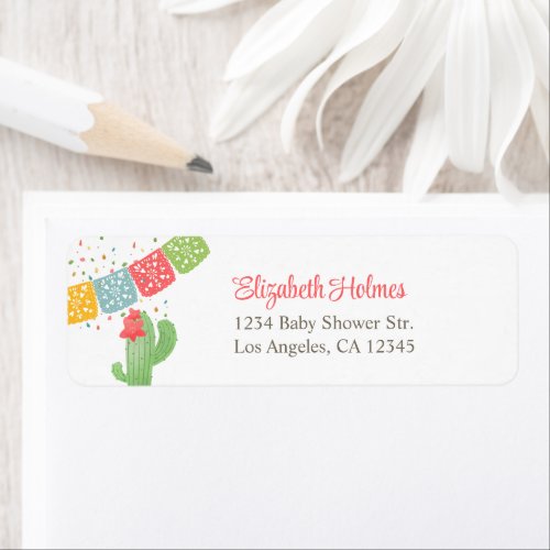 Colorful Mexican Fiesta Baby Shower Address Label