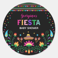 Colorful Mexican Fiesta Baby Shower Party Decor Classic Round Sticker