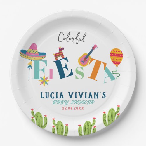 Colorful Mexican Fiesta Baby Shower Party Paper Plates