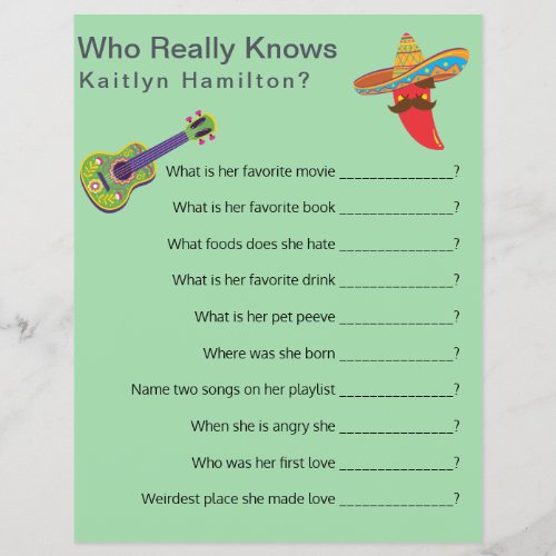 Colorful Mexican Fiesta Baby Shower Question Game