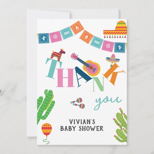 Colorful Mexican Fiesta Baby Shower Thank You Card