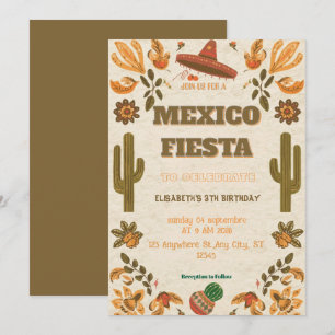 Colorful Mexican Fiesta Birthday  Invitation