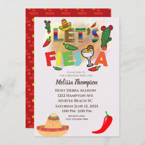 Colorful Mexican Fiesta Birthday Party Invitation
