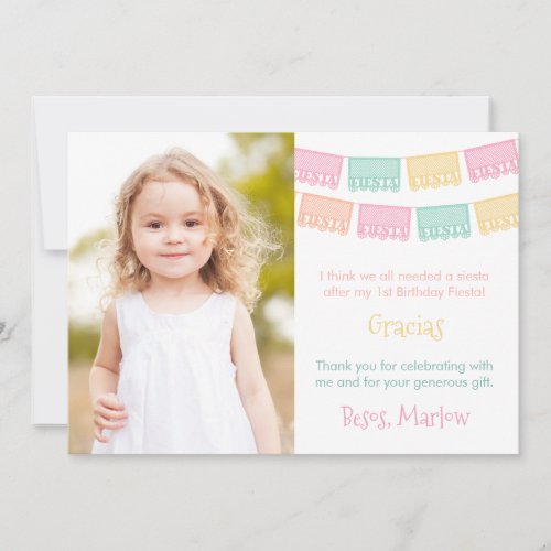 Colorful Mexican Fiesta Birthday Party Photo Thank You Card