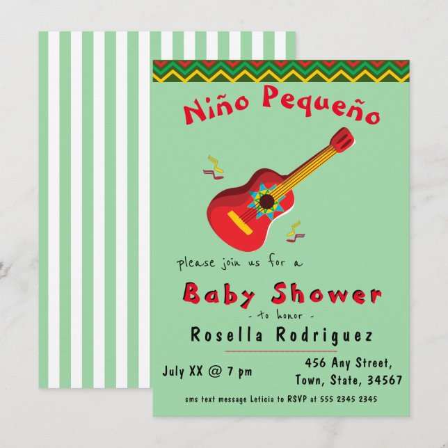 Colorful Mexican Fiesta Boy Baby Shower Invitation (Front/Back)