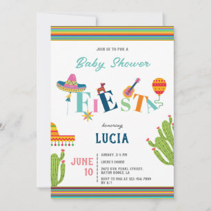 Colorful Mexican Fiesta Cactus Baby Shower Invitation