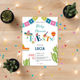 Colorful Mexican Fiesta Cactus  Baby Shower Invitation